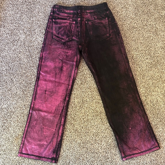 Forever 21 Black & Metallic Pink Straight Legged Jeans 27 - Picture 4 of 5
